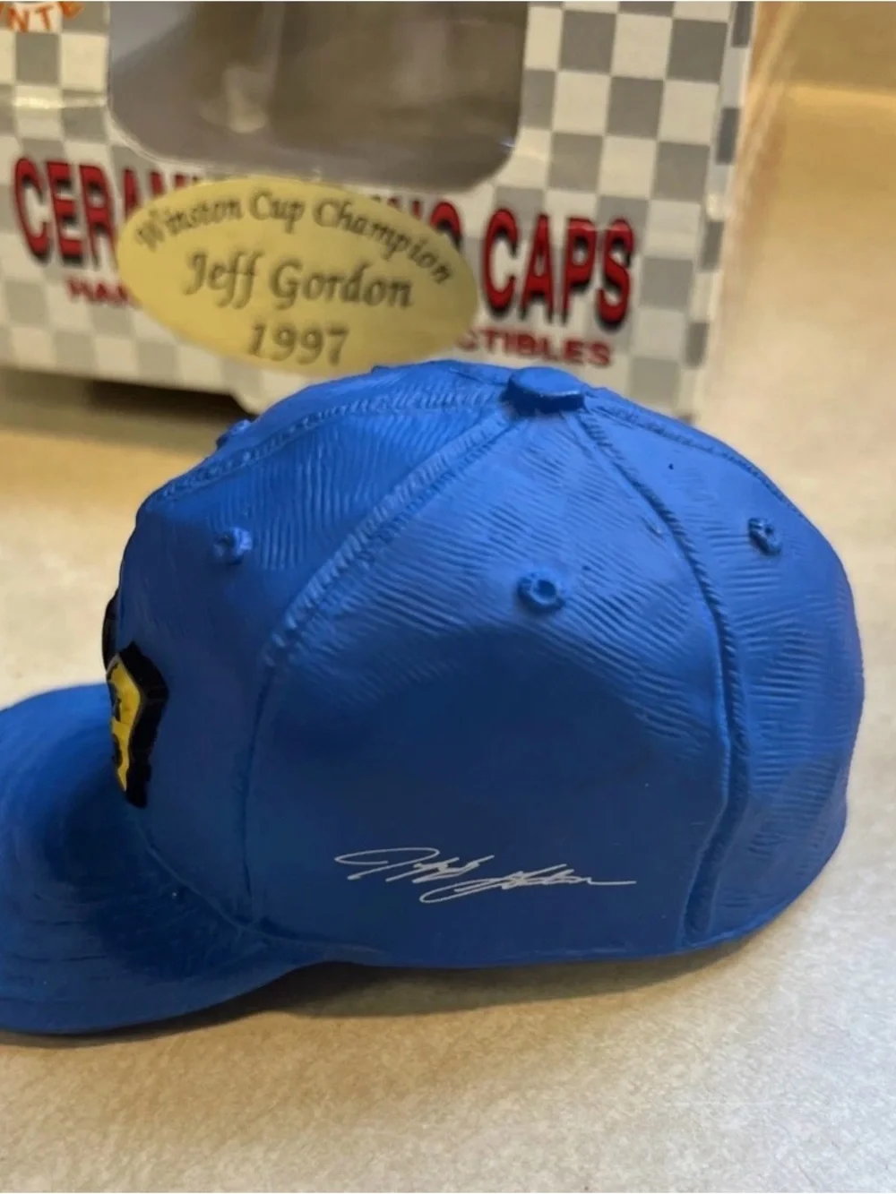 Vintage Hand Painted Ceramic Racing Jeff Gordon Hat 1997, Winston Cup Series